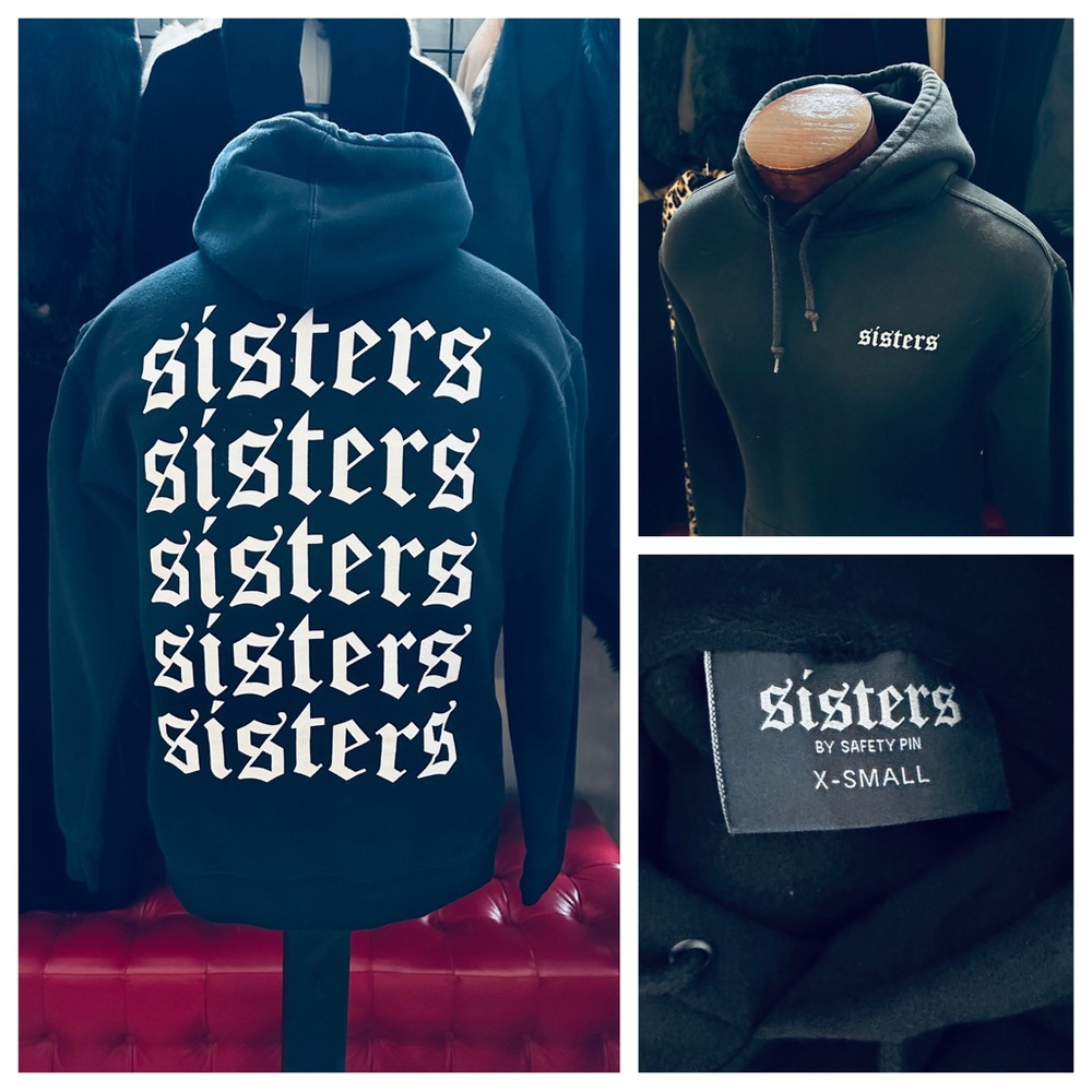 Sisters by Safety Pin Black Hoodie Sweatshirt